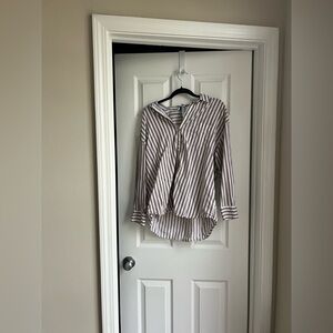 Old Navy Brown and White Striped Button Down Shirt